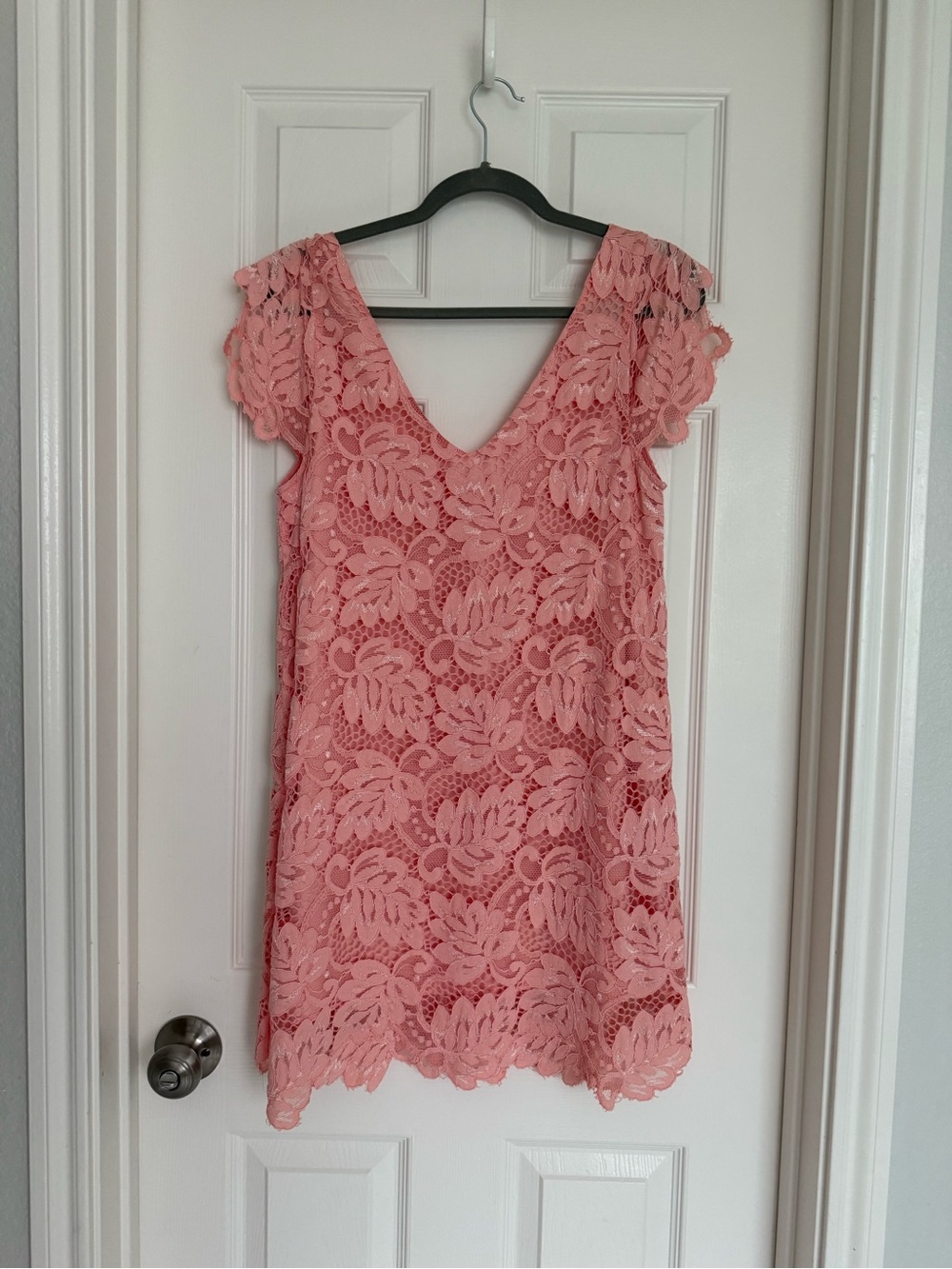 Rosette Pink Lace Party Dress